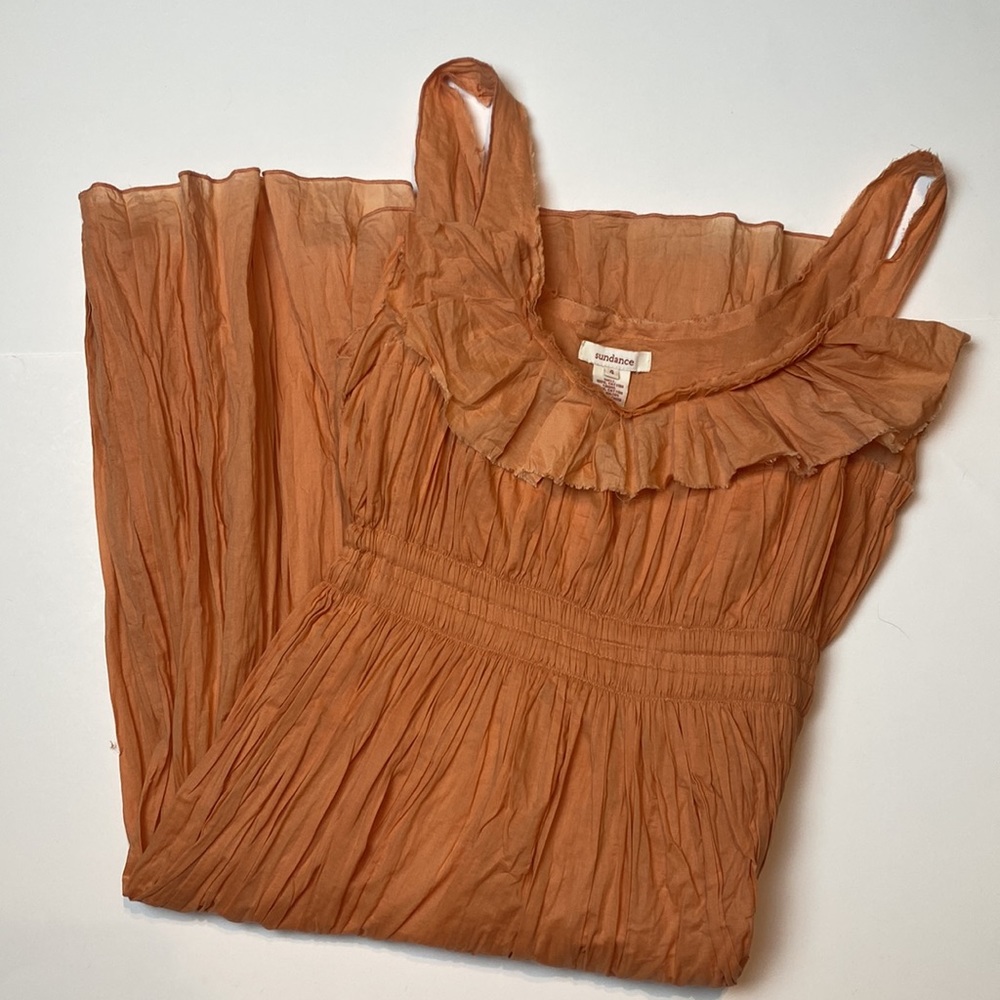 Sundance Women’s Orange Sleeveless  Ruffle Midi Dress Size 4
